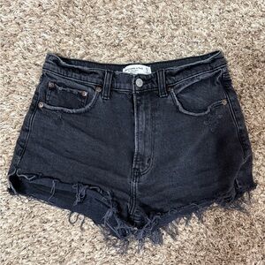 Abercrombie & Fitch Black Distressed Cutoff Denim Shorts